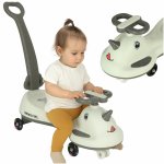 PlasmaCar Swing FIX S1 cu LED cu maner Gri, constructie solida, scaun confortabil, Roti cu lumini, greutate sustinuta 65 kg