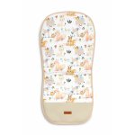 Saltea pentru carucior Sensillo Picnic Beige 80x40 cm cu doua fete Bumbac/Catifea,Suport picioare din piele ecologica usor de curatat,Orificii pentru centuri siguranta