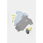 Set 2 body Bamboo, blue, BabyCosy, 50% bumbac + 50% bambus, marime 9-12 luni