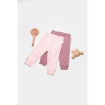 Set 2 pantaloni Bamboo, roz, BabyCosy, 50% bumbac + 50% bambus, marime 3-6 Luni