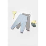 Set 2 pantaloni cu botosei Bamboo, blue, BabyCosy, 50% bumbac + 50% bambus, marime 6-9 luni