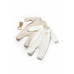 Set 2 salopete TeddyBear, 100%bumbac organic, BabyCosy, marime 6-9 luni