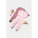 Set 2 salopete lungi Bamboo, roz, BabyCosy, 50% bumbac + 50% bambus, marime 0-3 Luni