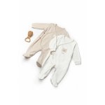 Set 2 salopete petrecute TeddyBear, 100% bumbac organic, BabyCosy, marime 3-6 Luni