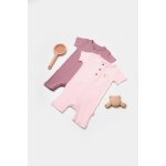 Set 2 salopete scurte Bamboo, roz, BabyCosy, 50% bumbac + 50% bambus, marime 6-9 luni
