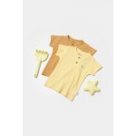 Set 2 tricouri Bamboo, galben, BabyCosy, 50% bumbac + 50% bambus, marime 6-9 luni
