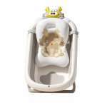 Set Cadita pliabila pentru copii Little Mom Giggletub Grey, termometru cu display digital incorpodat si Hamac cu design ergonomic inclus, dimensiune 92 X 51 X 24 cm