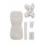Set Saltea,Pernuta fluture,Protectii centuri si bara protectie pentru carucior copii Sensillo Panda and Fox,Compatibilitate universala,Reversibil,Material Fleece premium/Bumbac,Umplutura antialergica,Orificii pentru centuri