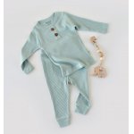 Set bluzita cu maneca lunga si pantaloni lungi din bumbac organic si modal, Mint BabyCosy, marime 3-6 Luni