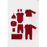 Set de 10 piese pentru nou nascut 100% bumbac organic Rosu, BabyCosy