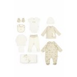 Set de 10 piese pentru nou nascut, 100% bumbac organic, Rabbit, BabyCosy