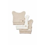 Set de 3 caciulite pentru nou nascut, 100% bumbac organic, TeddyBear, BabyCosy