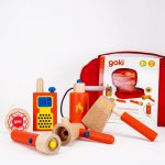 Set de joaca pompieri geanta de urgenta cu accesorii de lemn Goki
