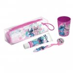 Set ingrijire dentara pentru copii, pahar, pasta de dinti, periuta si etui Stitch