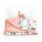 Set lenjerie de pat single din bumbac, Natura Roz pulbere, Little Amy, 100x135 cm