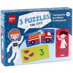 Set puzzle City Apli Kids transport, numere, profesii 3 x 24 piese