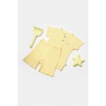Set tricou cu pantaloni Bamboo, galben, BabyCosy, bumbac organic + 50 % bambus, marime 6-9 luni