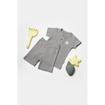 Set tricou cu pantaloni Bamboo, gri, BabyCosy, 50% bumbac organic + 50% bambus, marime 9-12 luni