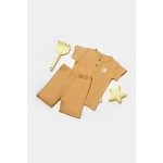Set tricou cu pantaloni Bamboo, maro, BabyCosy, 50% bumbac organic + 50% bambus, marime 3-6 Luni