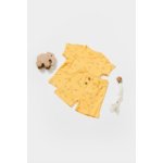 Set tricou cu pantaloni Printed, galben, BabyCosy, 50% bumbac+ 50% modal, marime 9-12 luni