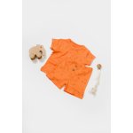 Set tricou cu pantaloni Printed, portocaliu, BabyCosy, 50% bumbac + 50% modal, marime 9-12 luni
