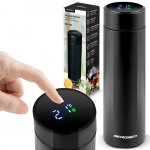 Termos cu vid Berdsen Black 420 ml cu afisaj LCD a temperaturii, Tehnologie TermoLite, Interior din otel inoxidabil, Baza antiderapanta, Capac rezistent la scurgeri, Aspect modern, Pastrare cald 12 ore si rece 24 ore