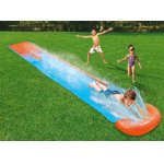 Tobogan cu apa pentru 1 persoana Bestway H2O GO Albastru/Portocaliu, Lungime 488 cm, Conectare la furtun, Aspersoare incorporate, Punct finish gonflabil, Patch de reparare inclus
