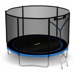 Trambulina de gradina pentru copii Neo-Sport Albastru 183cm 6FT cu Scara si Plasa de siguranta exterioara, Stalpi metalici cu protectie din burete, Intrare cu fermoar , Covoras impermeabil flexibil
