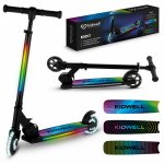 Trotineta pentru copii Kidwell Mido Black 3 in 1, pliabila, reglabila, cu 2 roti, cu iluminare LED incorporata, 5 ani+, pana la 100 kg