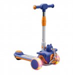 Trotineta pentru copii, Nichiduta Blue Bear, pliabila, cu Muzica si roti silentioase din PU cu lumini Led, ghidon reglabil pe inaltime, manere ergonomice, elice rotativa, dimensiune 59 x 30 x 73 cm