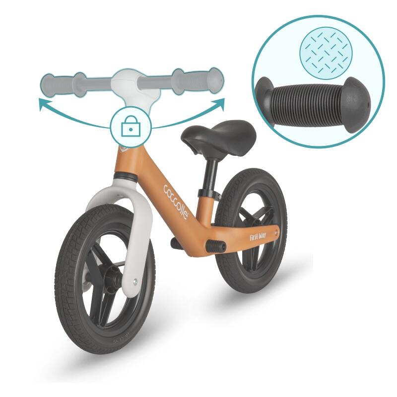 Bicicleta fara pedale Coccolle First Way Cookie Beige 2-6 ani, Roti 10 inch din PU, Ghidon reglabil, Greutate admisa 30 kg, Sa Reglabila - 3