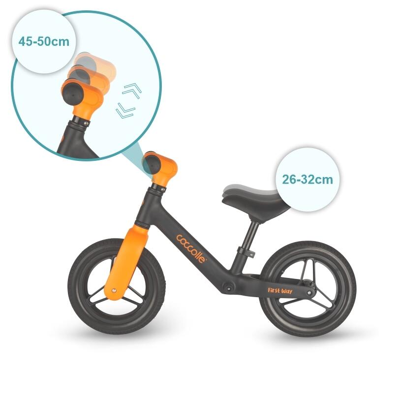 Bicicleta fara pedale Coccolle First Way Orange Shadow 2-6 ani, Roti 10 inch din PU, Ghidon reglabil, Greutate admisa 30 kg, Sa Reglabila - 1