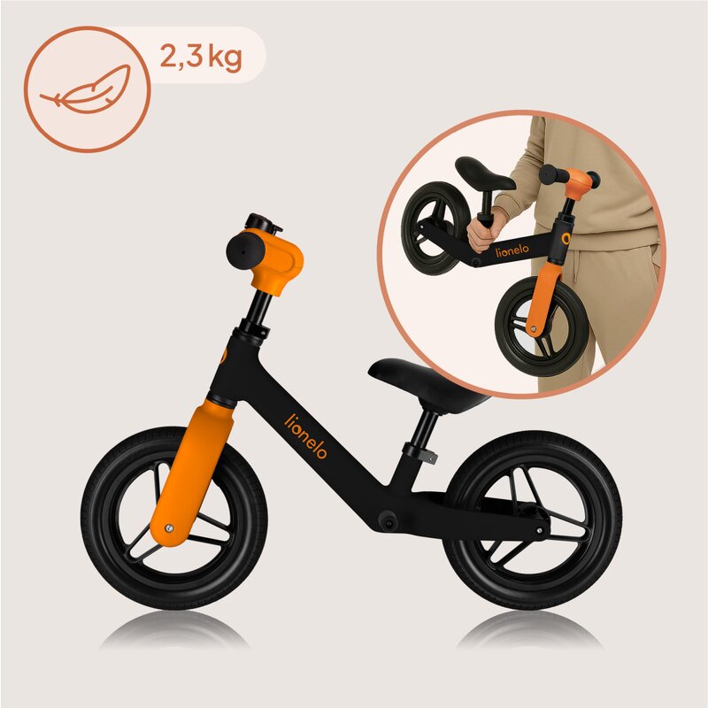 Bicicleta fara pedale Lionelo Toni Portocaliu, cu ghidon si sa reglabile, ultra usoara, 2.8 Kg, 18 luni+, sustine 30 kg, conform cu standardul EN71-123, certificata TUV SUD - 4