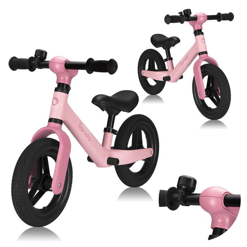Bicicleta fara pedale Lionelo Toni Roz, cu ghidon si sa reglabile, ultra usoara, 2.8 kg, 18 luni+, sustine 30 kg, conform cu standardul EN71-123, certificata TUV SUD, - 2