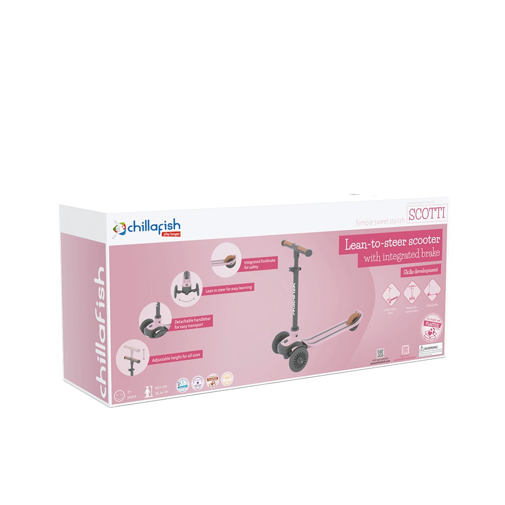 Trotineta pentru copii Chillafish Scotti 2 Cameo Pink cu ghidon reglabil, roti ABEC-5, greutate admisa 50 kg - 6
