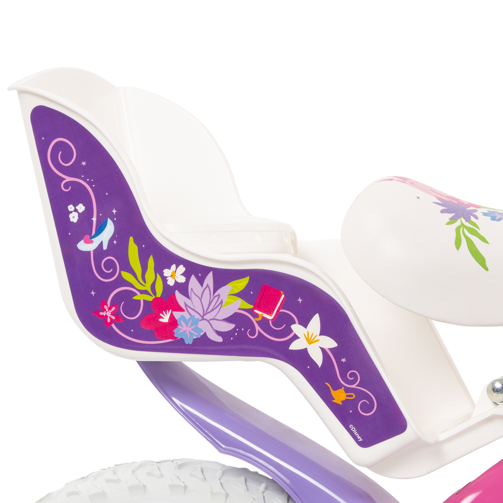 Bicicleta copii Huffy Disney Princess 24414W, 14 inch, roti ajutatoare si cosulet, pentru copii cu varsta intre 4 si 6 ani sau cu inaltimea pana la 110 cm, frana de mana pe ambele roti, anvelope cu profil gros, scaun reglabil - 8