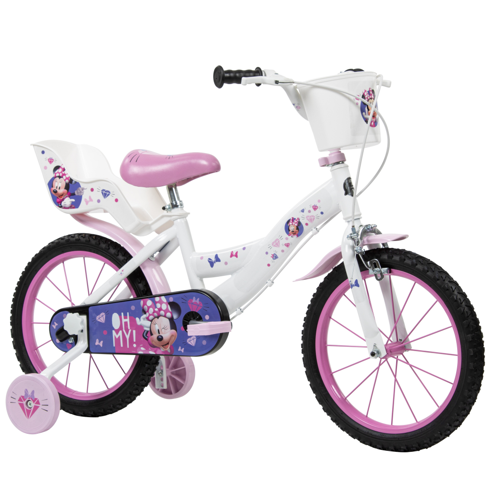 Bicicleta pentru copii Huffy Minnie 16 inch, cu roti ajutatoare si cosulet, frana de mana pe ambele roti, scaun si ghidon reglabile pe inaltime, scaun pentru papusa in spate, varsta 4-6 ani - 7