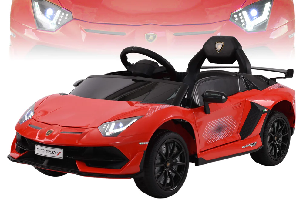 Masinuta electrica pentru copii Lamborghini Aventador cu licenta,telecomanda parinti 2.4G,motoare 2 x 38w,acumulator 12V4Ah,muzica,afisaj cu indicator nivel baterie,volum reglabil,usbmp3,povesti in limba engleza,eleron - 1