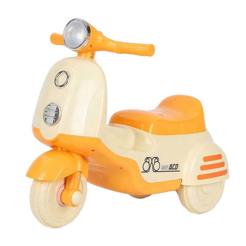 Motocicleta RideON fara pedale pentru copii Nichiduta BabyRide Orange cu far lumina led, muzica, sezut ergonomic cu spatiu depozitare, sistem de siguranta antirasturnare