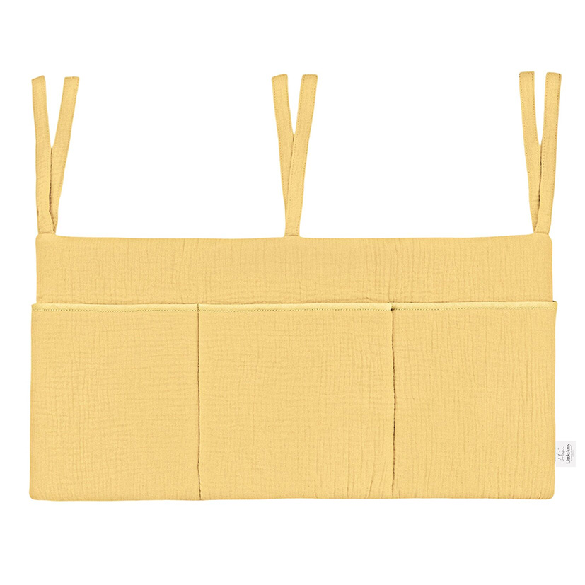 Organizator suspendat din muselina pentru pat, 60 x 30 cm, Little Amy, Galben - 1