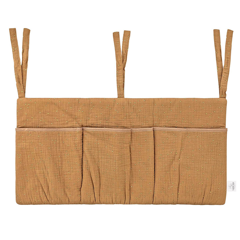 Organizator suspendat din muselina pentru pat, 60 x 30 cm, Little Amy, Golden dots camel - 1