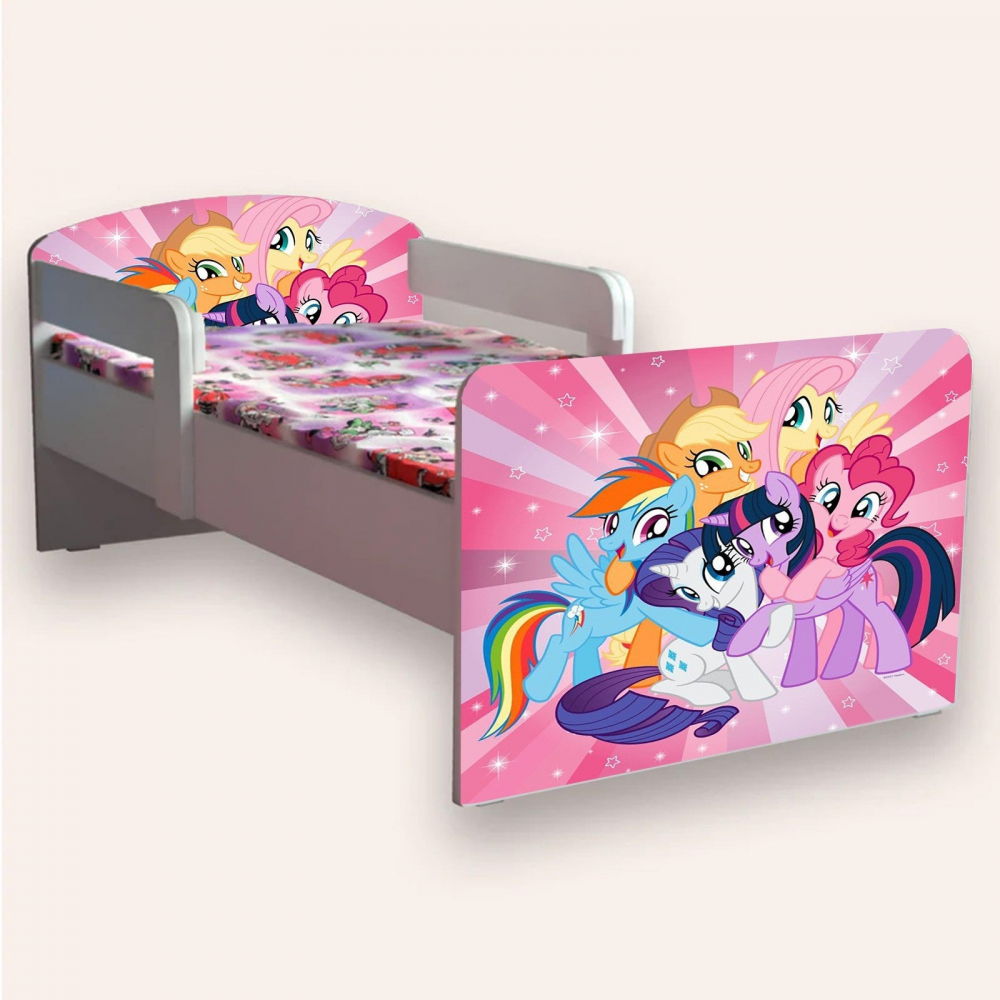 Pat pentru copii My Little Pony varianta 2, cu manere, 2-6 ani, 130x60 cm - 1