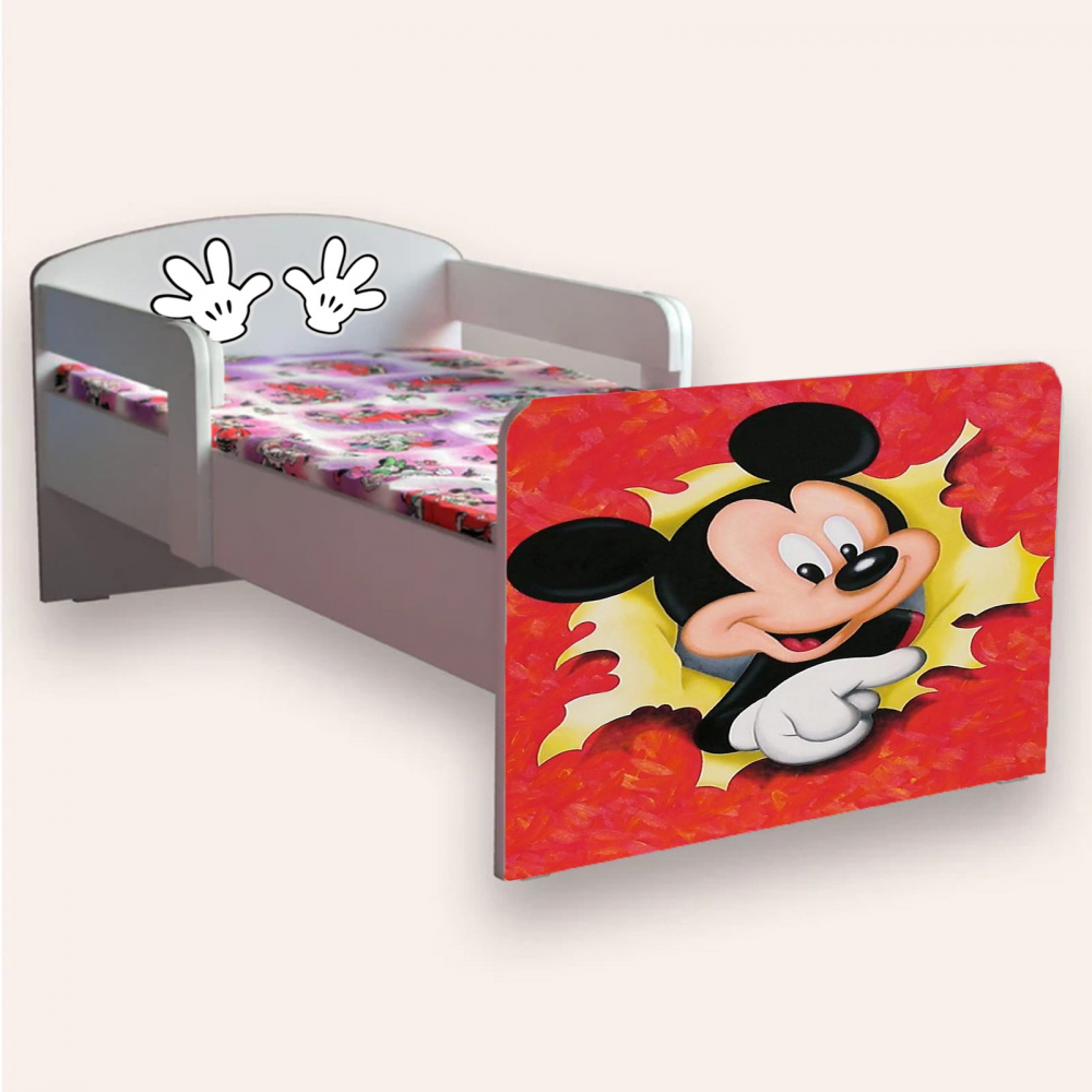 Pat pentru copii Mickey Mouse, cu manere, 2-6 ani, 130x60 cm - 1