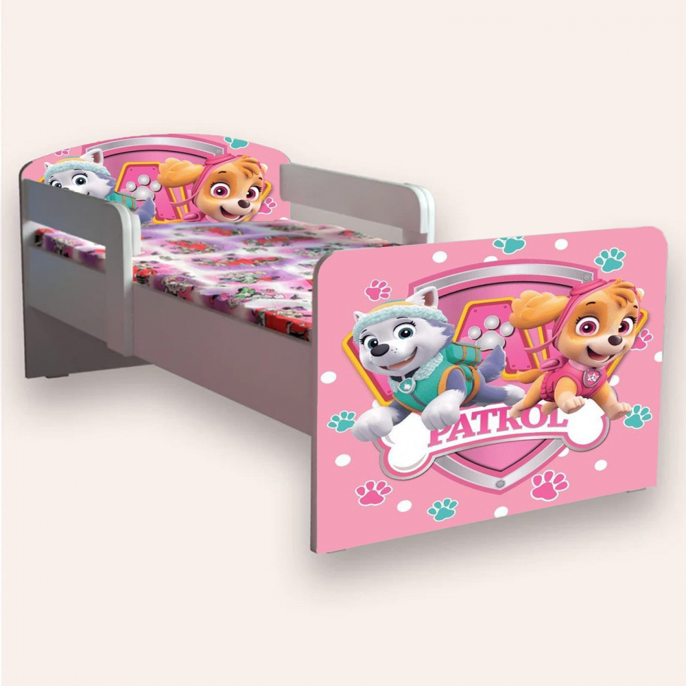 Pat pentru copii Paw Patrol fete, cu manere, 2-6 ani, 130x60 cm - 1