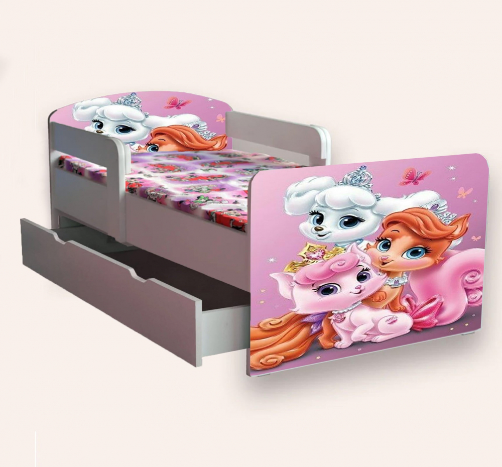 Pat pentru copii Palace Pets, cu manere si sertar, 2-6 ani, 130x60 cm - 1