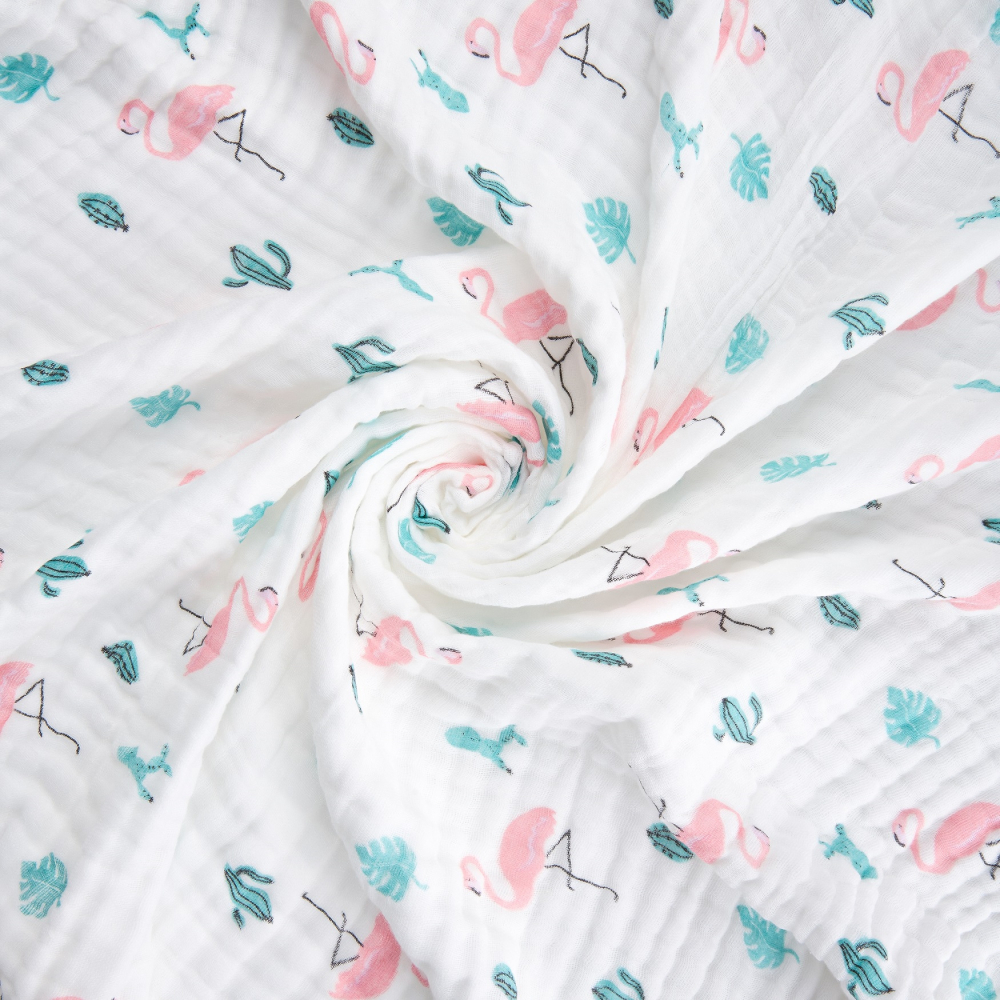 Patura multifunctionala din muselina pentru bebelusi Akuku Flamingo 110x105 cm,tesatura usoara din bumbac,utilizare caruciorpatutscaun auto,material respirabil - 3