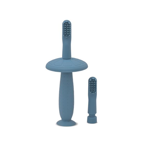 Periuta de dinti din silicon pentru bebelusi 6 luni+ Moonlight Blue - 1 | YEO