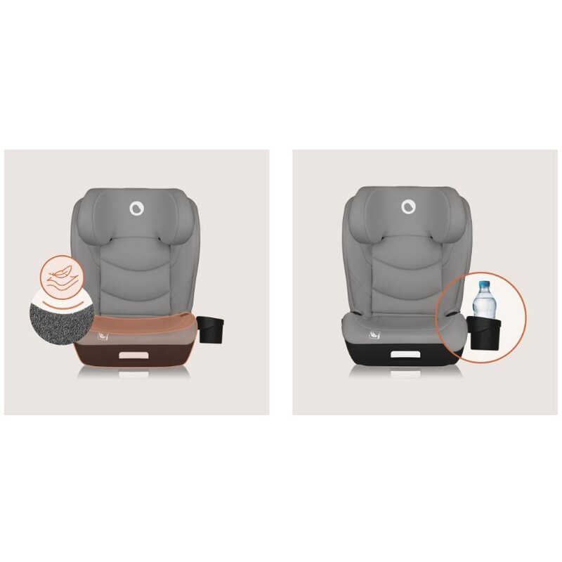 Scaun auto i-Size Lionelo Neal Gri, spatar reglabil in 4 pozitii, tetiera in 10 pozitii, suport sticla inclus, 15-36 Kg, 100-150 cm, cu isofix, conform ECE R129 - 3