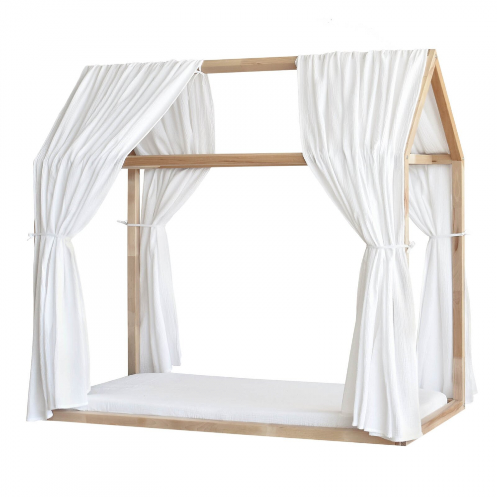Set 2 baldachine muselina pentru pat tip casuta, Little Amy, Alb, 2 x 315 cm pentru pat 90 x 180 cm - 3