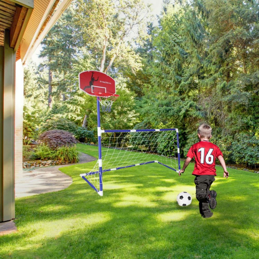 Set de joaca 2 in 1 Fotbal si Baschet pentru copii cu 2 mingi si pompa incluse - 5